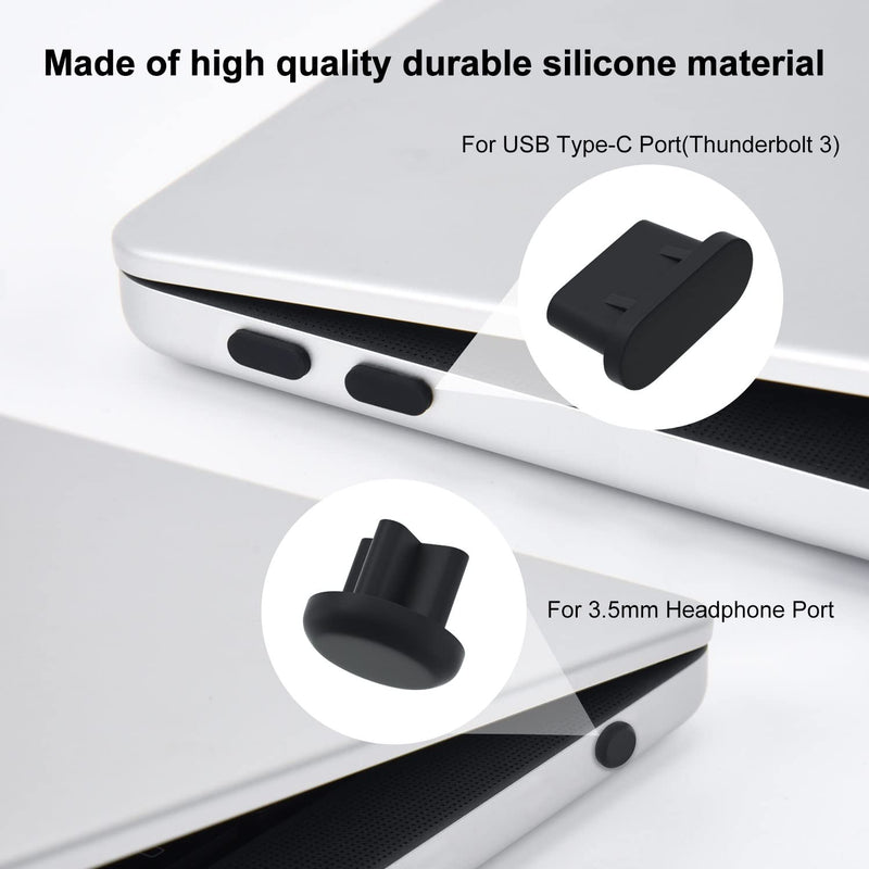 [Australia - AusPower] - 10PCS Dust Cover Port Plugs for MacBook Air 13" M2 M1 /MacBook Air 15.3" /MacBook Pro 13" M2 M1 /MacBook Pro 14" 16" M3 M2 M1, Dust Plug for USB C Thunderbolt,3.5mm Headphone & 2PCS Webcam Cover Slide 