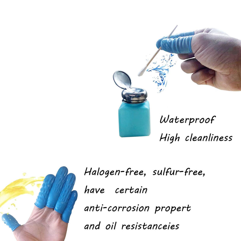 [Australia - AusPower] - Medium Disposable Nitrile Finger Cots, Anti-Static Non-allergenic Finger Protectors,Suitable for Beauty, Cleaning, Massage,Electronic Repair 100 pcs (Blue) Blue 