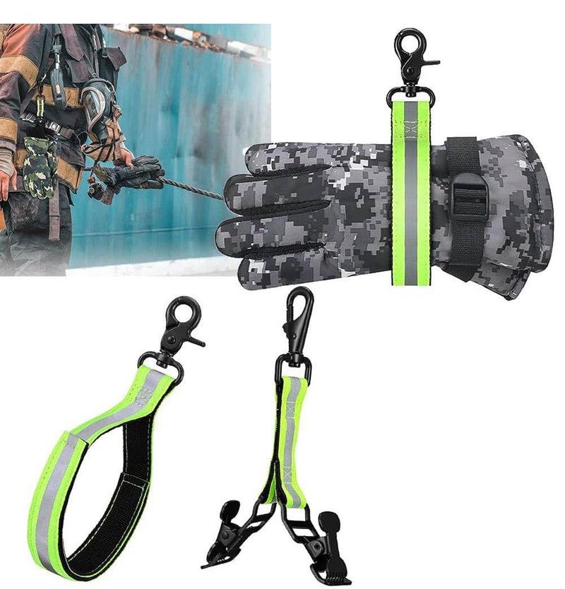 2 Pieces Firefighter Glove Strap Firefighter Fire Helmet Band Glove Safety Strap with Green Reflective