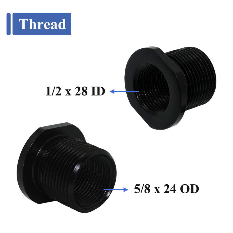 [Australia - AusPower] - 2 Pcs Thread Adapters and Metal Washers, Replacement Kit, 1/2 * 28, 5/8 * 24, black 