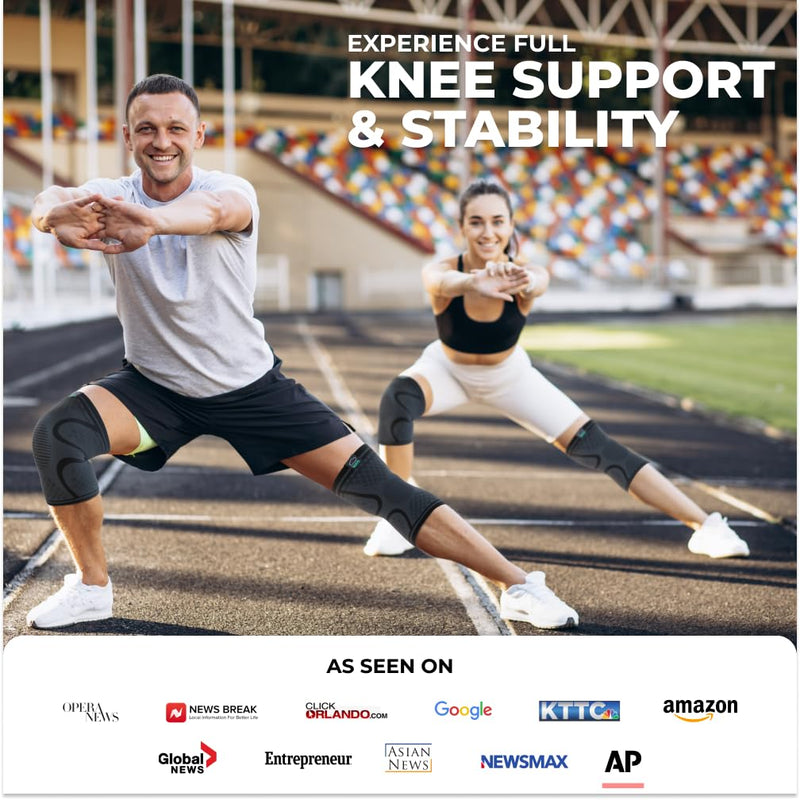 [Australia - AusPower] - Modvel Compression Knee Brace for Women & Men - 2 Pack Knee Brace for Women Running Knee Pain, Knee Support Compression Sleeve, Workout Sports Knee Braces for Meniscus Tear ACL & Arthritis Pain Relief Medium A Black 