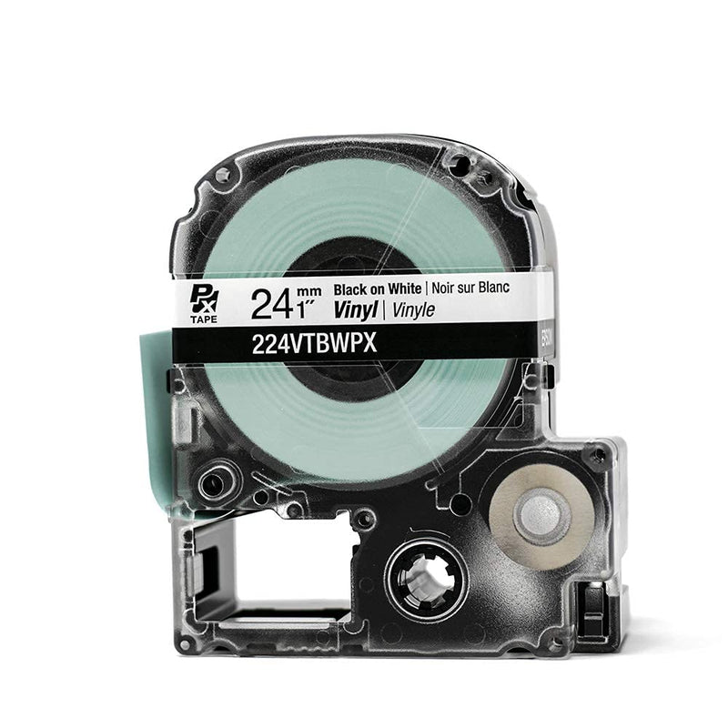 LABELWORKS 224VTBWPX Tape Cartridge - Black on White Flexible and Durable Vinyl Industrial Label Maker Tape - 1" (24MM) Wide, 22.9 ft 24mm