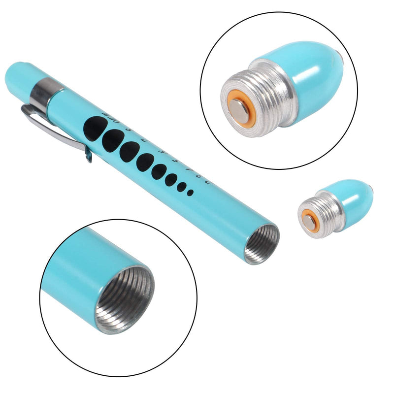 Aokin Pen Light with Pupil Gauge, Reusable LED Penlight Medical for Doctor Nurse Diagnostic etc, White Light, Sky Blue and Rose