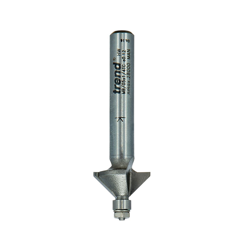 Trend Professional Miniature Chamfer Router Bit 45 Degree, 1/4 Inch Shank, 14.3 mm Cutting Diameter and 6.35 mm Cutting Length, Carbide Tipped MB/05X1/4TC