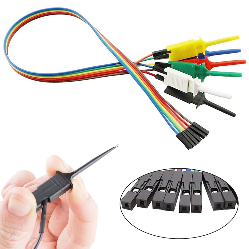 USB Logic Analyzer Device Kit USB Cable 24MHz 8 Channels 24MHz 8 Channels UART IIC SPI Debug with 6 Colors Test Hook Clip Kit Mini to USB Cable Dupont Cable for Arduino FPGA M100 SCM