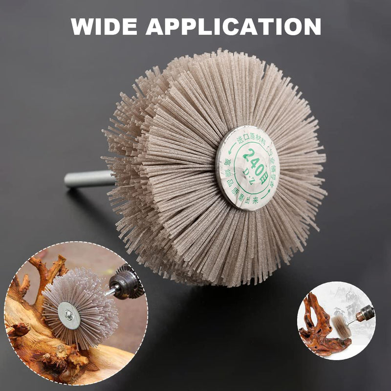 [Australia - AusPower] - Mtsooning 4Pcs 4 Sizes 80# 120# 180# 240# Nylon Wheel Brush, Abrasive Grinding Head with 6mm Threaded Shank Assortment Kit,Sanding Mop Abrasive Wheel for Removing Rust and Painting 