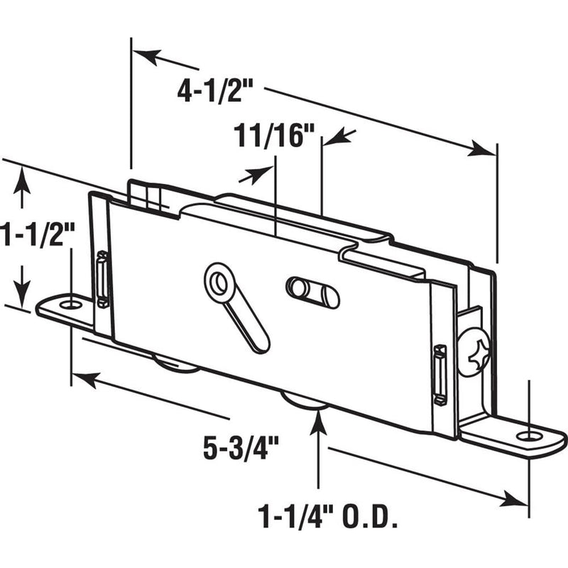 Sliding Patio Door Tandem Roller Assembly for Guardian Glass Doors, 1-1/4" Steel Ball Bearing, 5-3/4" Hole Centers, Edge Adjustable, 2 Pack Edge Adjuster