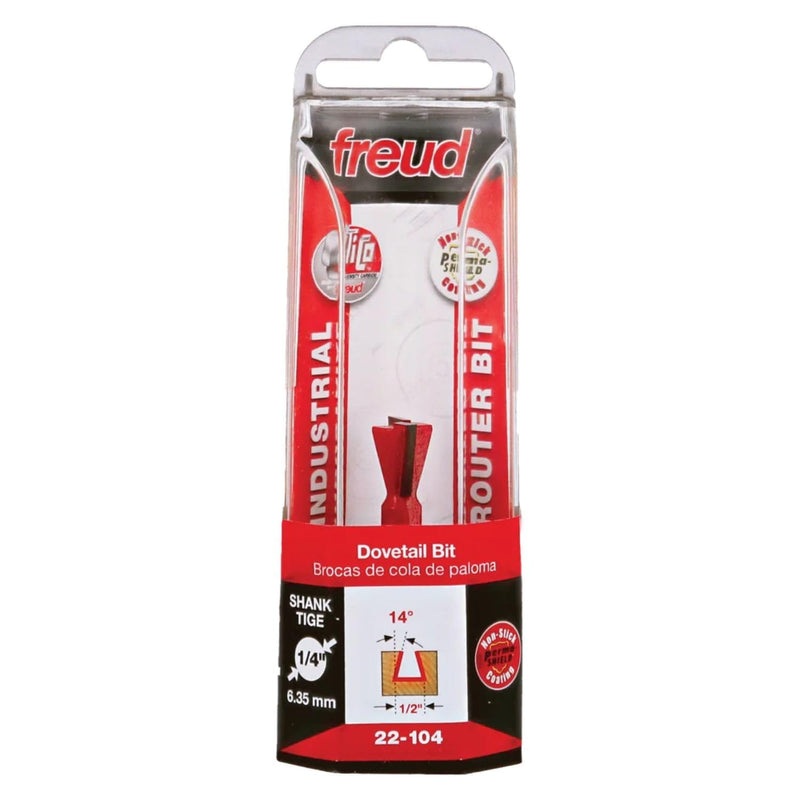 [Australia - AusPower] - Freud Dovetail Router Bit, Strong Joints for Drawers and Boxes - Compatible with Popular Jigs, Perma-Shield Coated, CNC and Router Ready - 1/2" Diameter, 14-Degree Angle - 22-104 
