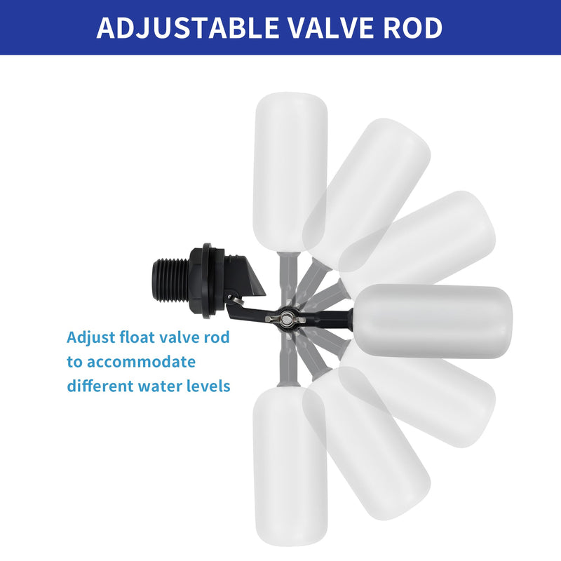 [Australia - AusPower] - 6-Pack Adjustable Arm Float Ball Valve for Automatic Water Level Control in Livestock Water Troughs, Aquariums, Hydroponics, and Reservoirs, 1/2 Inch NPT Thread 6 