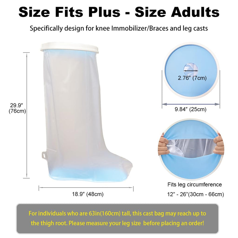 [Australia - AusPower] - Non-Slip Waterproof Extra Wide Leg Cast Cover for Shower - Protector for Surgery Wounds, Bandage, Large Cast, Knee Immobilizer/Brace, Walking Boots (30 in. Long) 