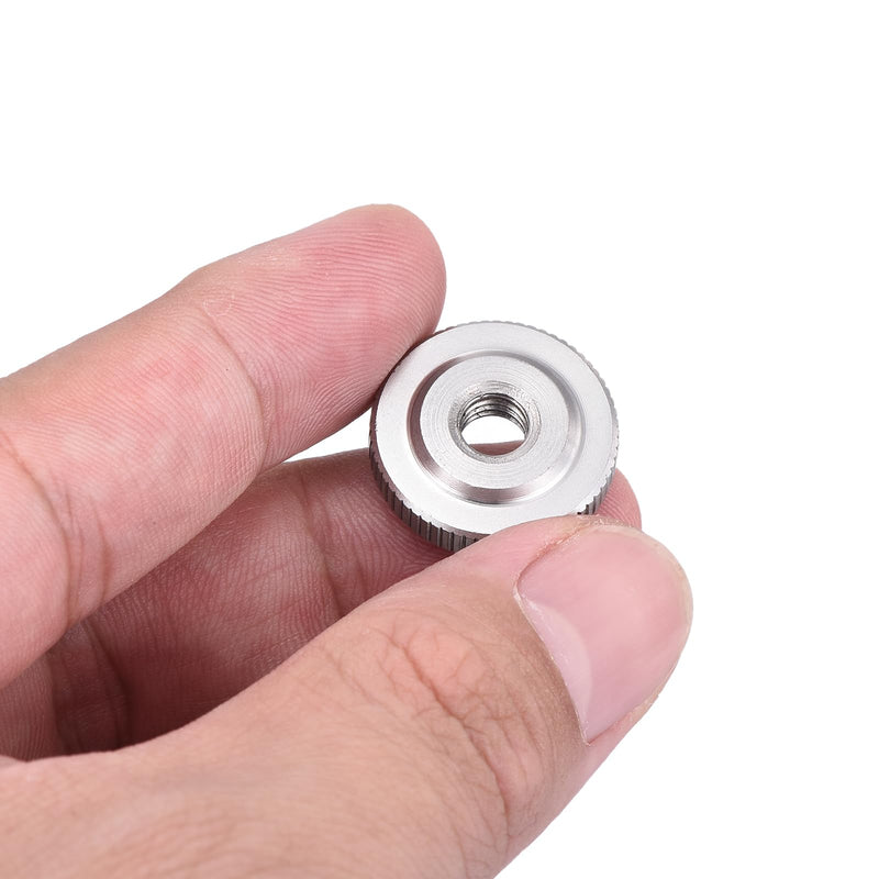 [Australia - AusPower] - uxcell 10Pcs M6 Knurled Thumb Nuts, 304 Stainless Steel Round Knurled Flat Head Through Hole Handle Nut, Lock Adjusting Nuts, Thin Type, Silver 10 