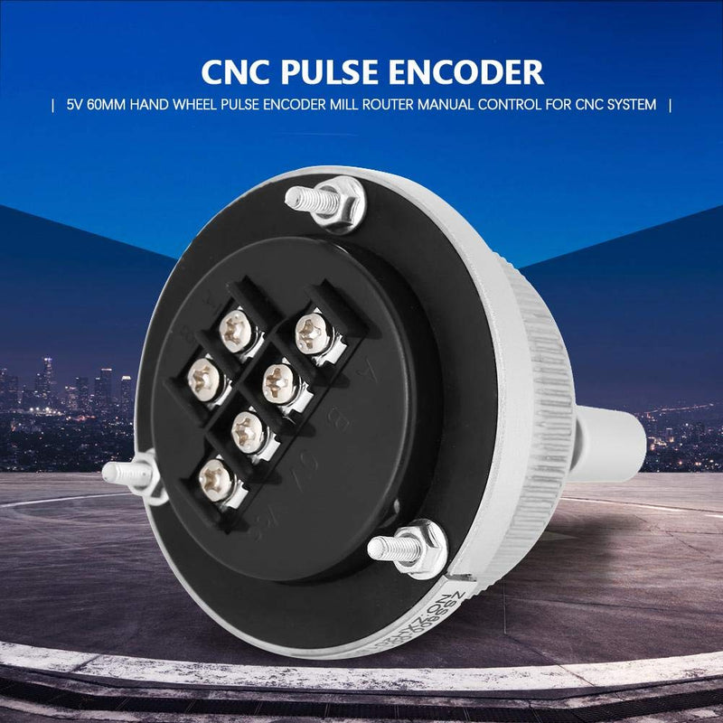 [Australia - AusPower] - 5V Hand Wheel Pulse Encoder,CNC Encoder,Knob Encoder, Rotary Encoder, 6mm Terminal Connection, Smooth Rotation,for Manual Pulse Input Type CNC or Milling Machine (White) 