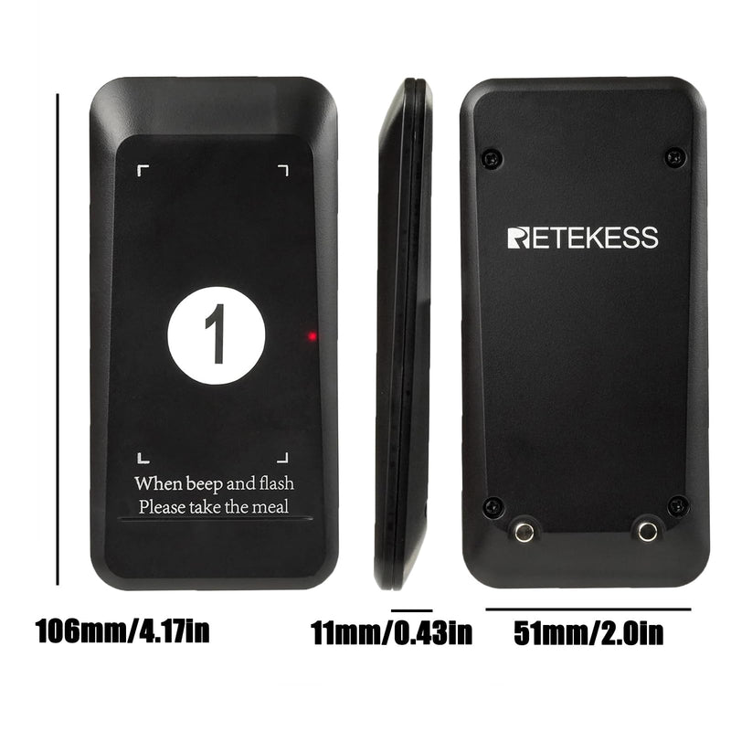 [Australia - AusPower] - Retekess TD157S Restaurant Pager System, Buzzers for Restaurant, 2 Call Modes, Outdoor 400M, 200 mAh Battery, for Food Trucks, Bars, Hospitals (1 Pager) 