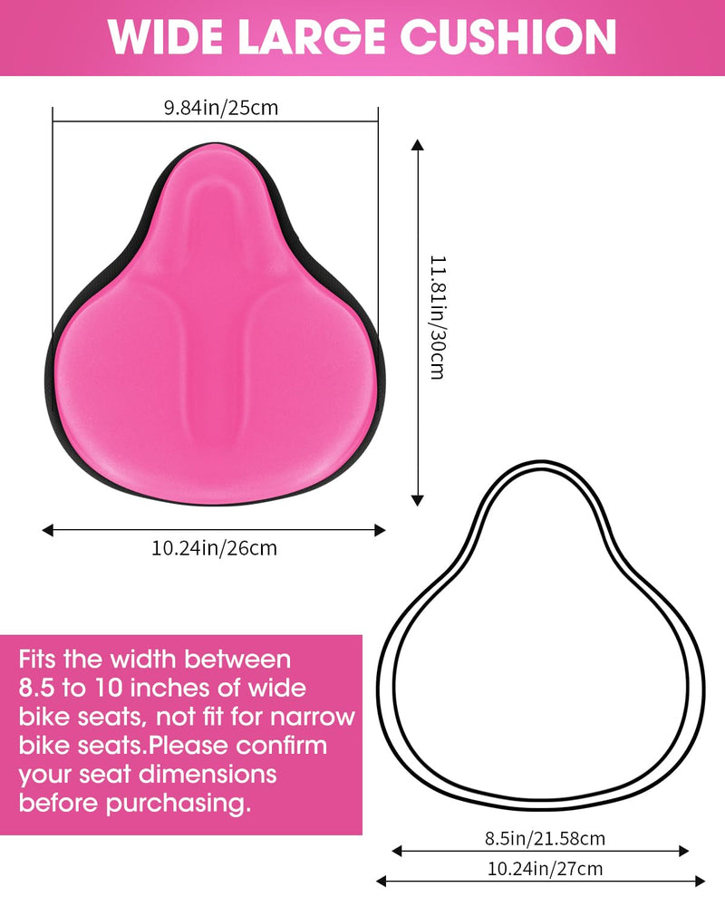Bike Seat Cover for Men & Women Comfort, Large Bike Seat Cushion Cover, Padded Seat Cover for Bike, Soft Bicycle Seat Covers for MTB, Exercise Bikes, Indoor and Outdoor Cycling Seat Cover Pink