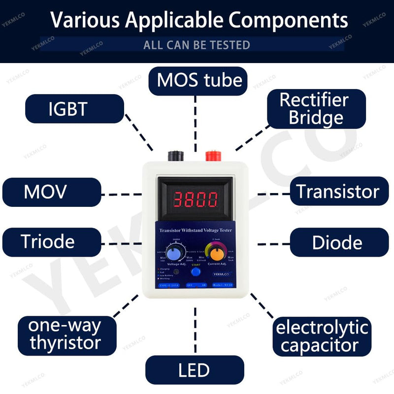 [Australia - AusPower] - 0-3800V Withstand Voltage Tester IGBT Transistor Diode Tester MOS Triode MOV SMD LED Voltage Capability Tester(NY38) NY38 