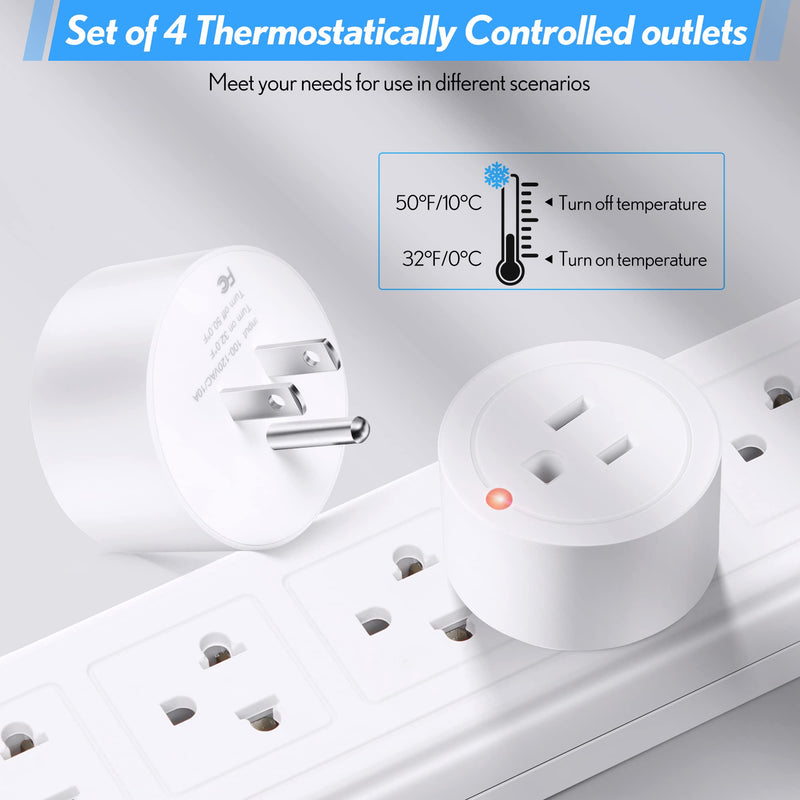 [Australia - AusPower] - 4 Pieces Thermostatically Controlled Outlet, On at 32°F/Off at 50 °F Thermostat Plug Outlet for Winter Chicken Water Coop Heater, Temperature Controllers for Bird Bath Deicer Outdoor 4 