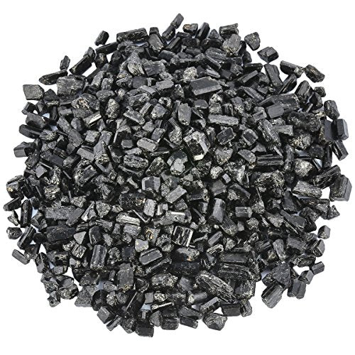 SUNYIK Natural Black Tourmaline Tumbled Chips Stone with Root Chakra Pillow #2-black/Red