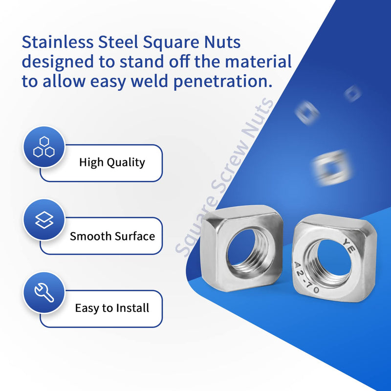 [Australia - AusPower] - 304 Stainless Steel Machine Square Screw Nuts 304 Square Nuts Metric Assortment Kit Nut 139Pcs 