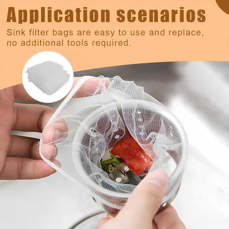 [Australia - AusPower] - SGERUFZ Pack of 100 Disposable Sink Filter, Kitchen Sink Strainer Bag, Elastic Sink Strainer Bag, Drain Strainer, Mesh Sewer Filter Bag, Rubbish Bag, Filter Net for Kitchen, Bathroom 