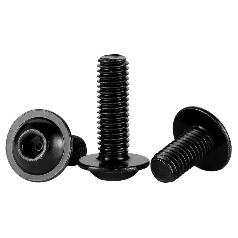 [Australia - AusPower] - M6-1.0 x 12mm Flanged Button Head Socket Cap Screw Bolts, Allen Socket Drive, Stainless Steel 304, Black Finish, Quantity 25 M6-1.0 × 12mm 