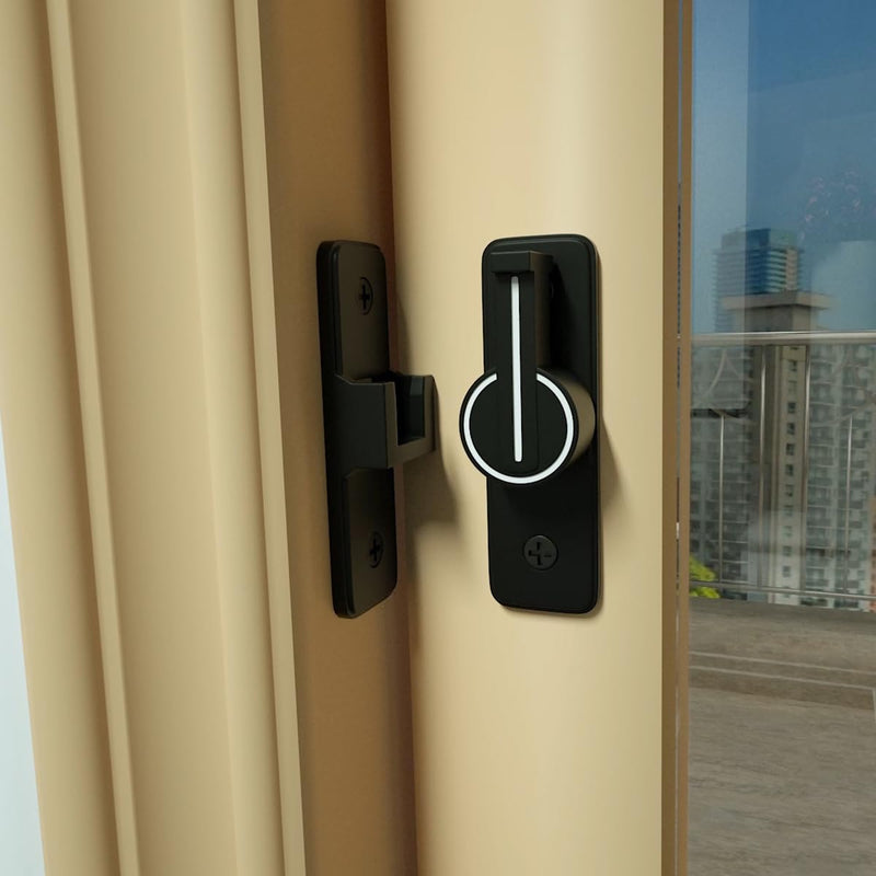3 Packs Black Luminous 90 Degree Barn Door Locks,Heavy Sliding Barn Door Latches Door Lock,Premium Zinc Alloy for Enhanced Privacy and Security on Barn Door,Garden Entrances,and Sliding Door Black(Luminous) 90 Degree 3