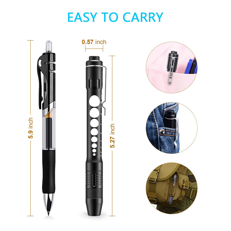 [Australia - AusPower] - LIGHTFE D12 Zoomable Pen Light, Reusable Medical Pocket light with Clip, Waterproof and Anti-drop White Light Penlight Flashlight, Medical Penlight for Nurses, Doctors and Nursing Students D12-white 