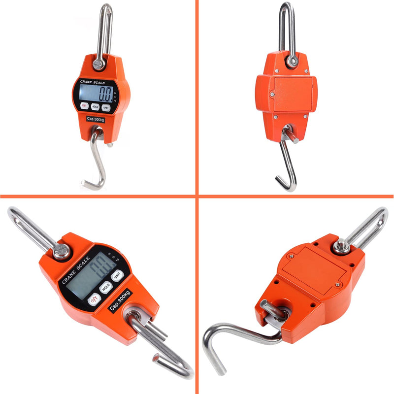 Hanging Scales 300 kg 660 lbs, Digital Hanging Scales Electronic Crane Scales with Accurate Reload Spring Sensor & LCD Display, Mini Portable Scales with Hooks for Farm, Factory, Hunting