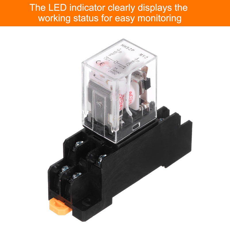 [Australia - AusPower] - MECCANIXITY 6Pcs AC 24V Electromagnetic Power Relay, 8-Pin 5A Power Coil Relay with LED Indicator and Socket Base DPDT 2NO 2NC - MY2NJ for Industrial, Home Appliances and DIN Rail System 2NO-2NC AC24V 