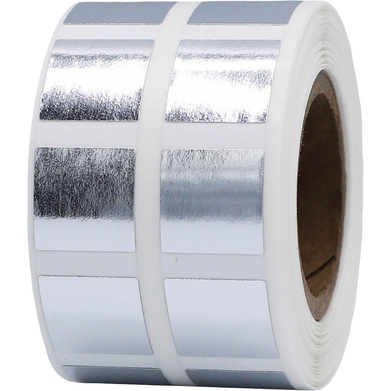 Metallic Silver 1/2" Inch Square Adhesive Labels 1,000 Color Coding Dot Stickers for Efficient Inventory Management, Crafting Projects, and Organizational Tasks in Offices, Schools, and Homes Metallic Silver