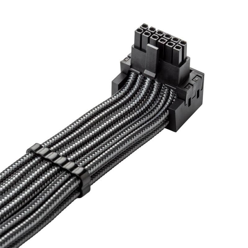 CableMod Universal Pro ModMesh Sleeved 12V-2x6 12VHPWR 90° StealthSense Direct PCIe Cable (Variant B, Carbon) Variant B