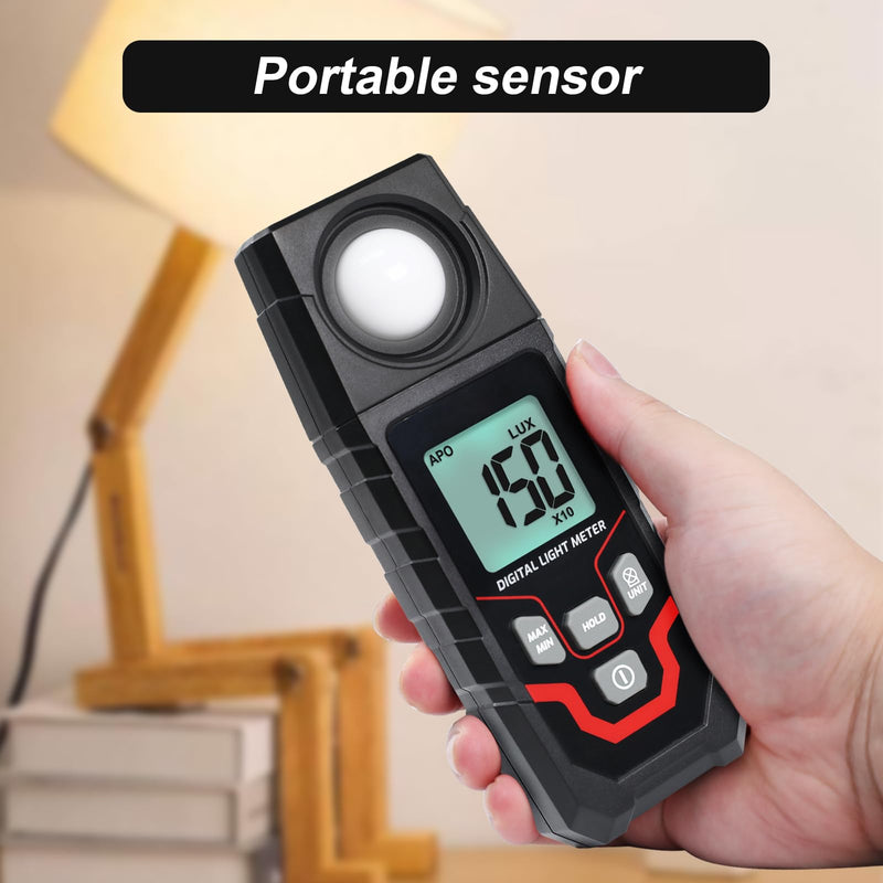 [Australia - AusPower] - Light Meter Illuminance LuxMeter Handheld Photometer LUX/FC Switchable Units 0.1 to 200,000 LUX and 0.01 to 20,000 FC with LCD Backlight for Indoor Outdoor Film Photography lumens 