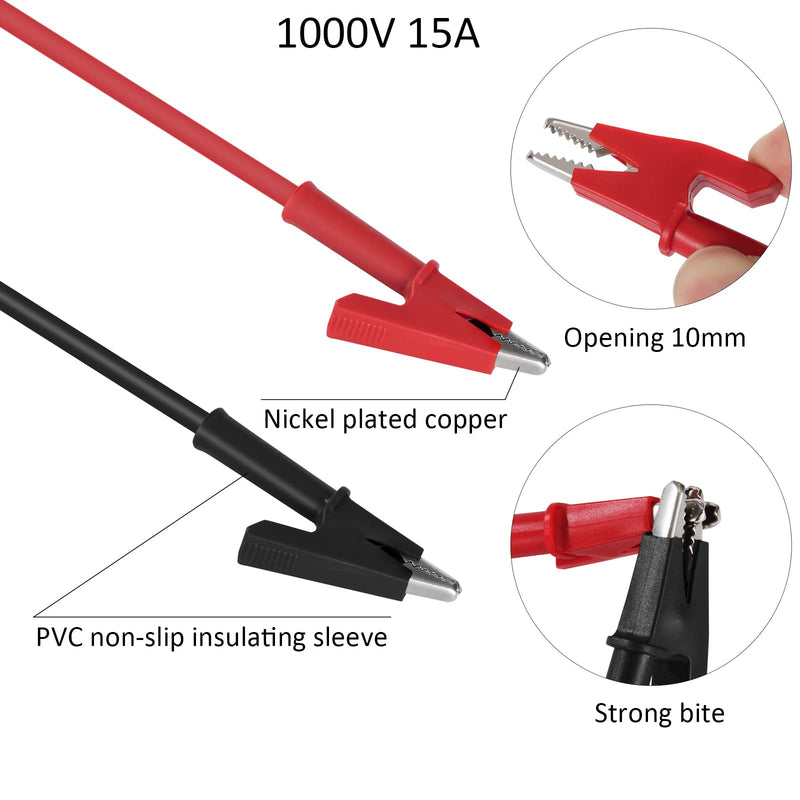 [Australia - AusPower] - QIMEI-SHOP Test Leads Set with Crocodile Clips Cable 4 mm Banana Plug Cable Test Lead 1 m Test Probes for Digital Multimeter Electrical Testing Red and Black Pack of 6 Black Red Pack of 6 