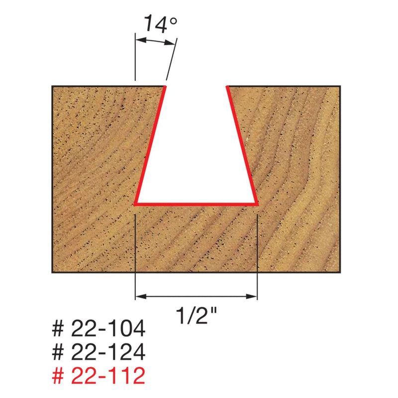 [Australia - AusPower] - Freud Dovetail Router Bit, Strong Joints for Drawers and Boxes - Compatible with Popular Jigs, Perma-Shield Coated, CNC and Router Ready - 1/2" Diameter, 14-Degree Angle - 22-104 