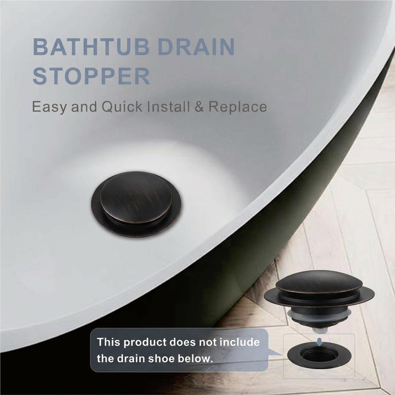 Oil Rubbed Bronze Bathtub Drain Stopper, Hidrop Universal Toe Touch Pop Up Bath Drain, Tip Toe Tub Drain Stopper Conversion Kit, Replaces Lift and Turn, Tip-Toe and Trip Lever Drains, EZ Install (ORB) Oil Rubbed Bronze