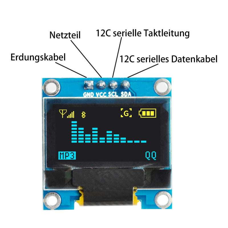 4 x 0.96-inch 128 x 64 pixel OLED LCD displays (yellow and blue) | 1315 chip drive, IIC interface I2C screen display module, compatible with Arduino