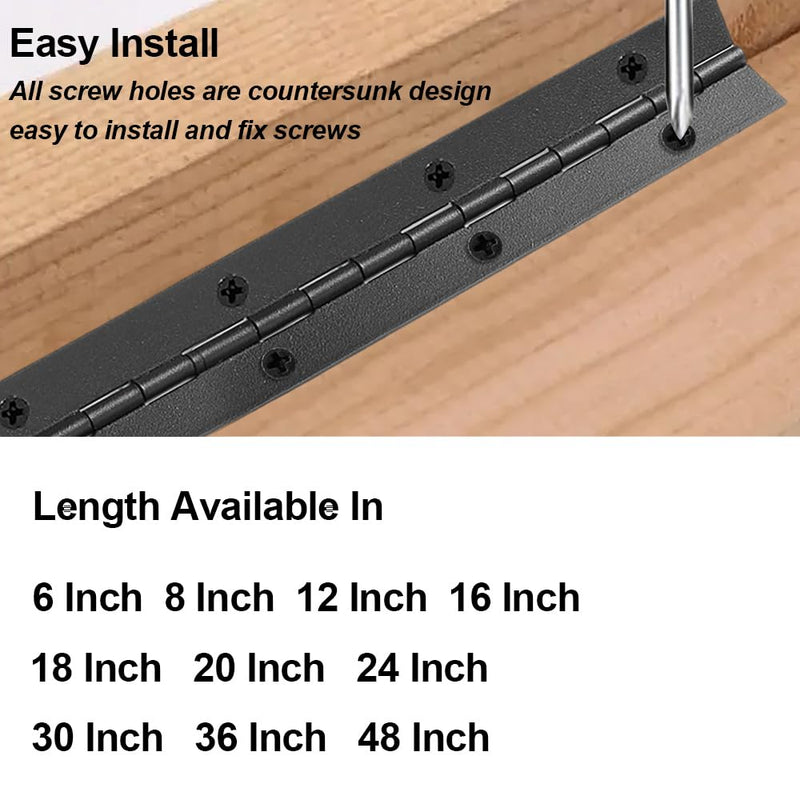 [Australia - AusPower] - 2 Pack Piano Hinge 30 Inch x 1.2 Inch Heavy Duty Stainless Steel Black Continuous & Piano Hinges for Cabinets Boat Marine Door, 0.04" Leaf Thickness 1.2'' Open Width 
