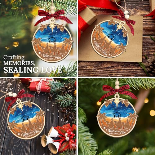 HEXMOZ Nativity Scene Ornaments - Catholic Religious Gifts for Women, Men Nativity 2