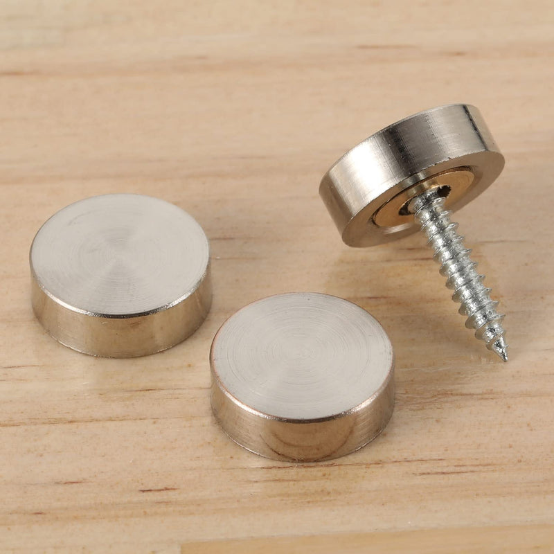 [Australia - AusPower] - 20 PCS Screw Covers Caps (Solid Brass Construction) Mirror Screws Fasteners, Sign Advertising Hardware, 3/5" Diameter, Brushed Stainless Steel Brushed Finish (20 Pcs) 