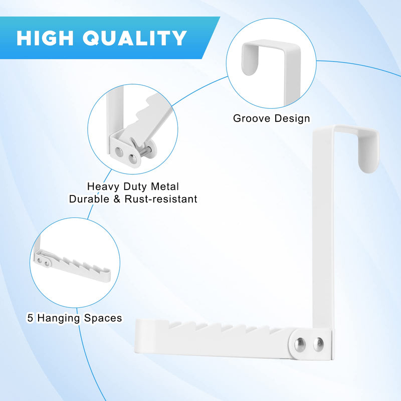 [Australia - AusPower] - FYY Over The Door Hooks Hanger, 2 Pack Collapsible Folding Over The Door Organizer Rack Space Saving Hanging Storage Hanger for Clothes, Coats, Towels for Bedroom Bathroom White 