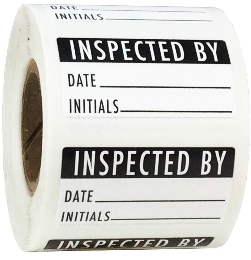 Inspected By Rectangle Labels, 0.75 x 1.5 Inch Adhesive Stickers, 500 Total Labels on a Roll for Quality Control, Inspection, and Tracking – Made in the USA