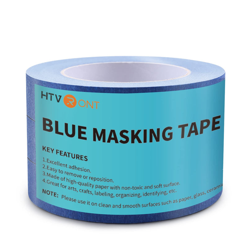 HTVRONT Blue Painters Tape - 1 Inch x 60 Yards x 3 Rolls Masking Tape, Multi-Surface Painters Tape, Paint Tape for Wall, Painting, Craft, Art Supplies, Clean Release Painter's Blue Tape Blue 1 inch x 3 packs