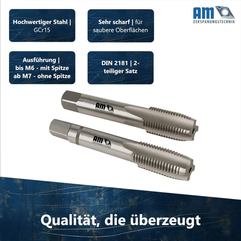[Australia - AusPower] - AM-Zerspanungstechnik Tap Cutter Set M14 x 1.5 Taper + Finishing Tap Set 2 Pieces Hand Tap (M14 x 1.5) M14x1,5 