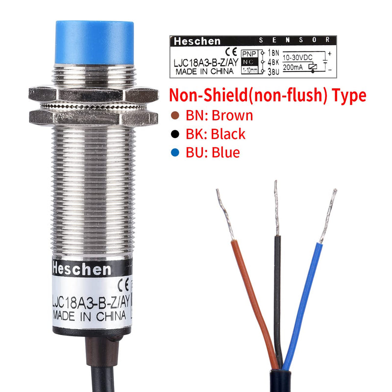 [Australia - AusPower] - Heschen M18 Capacitive Proximity Sensor Switch Non-Shield Type LJC18A3-B-Z/AY Detection 10mm 10-30VDC 200mA PNP Normally Closed(NC) 3 Wires 