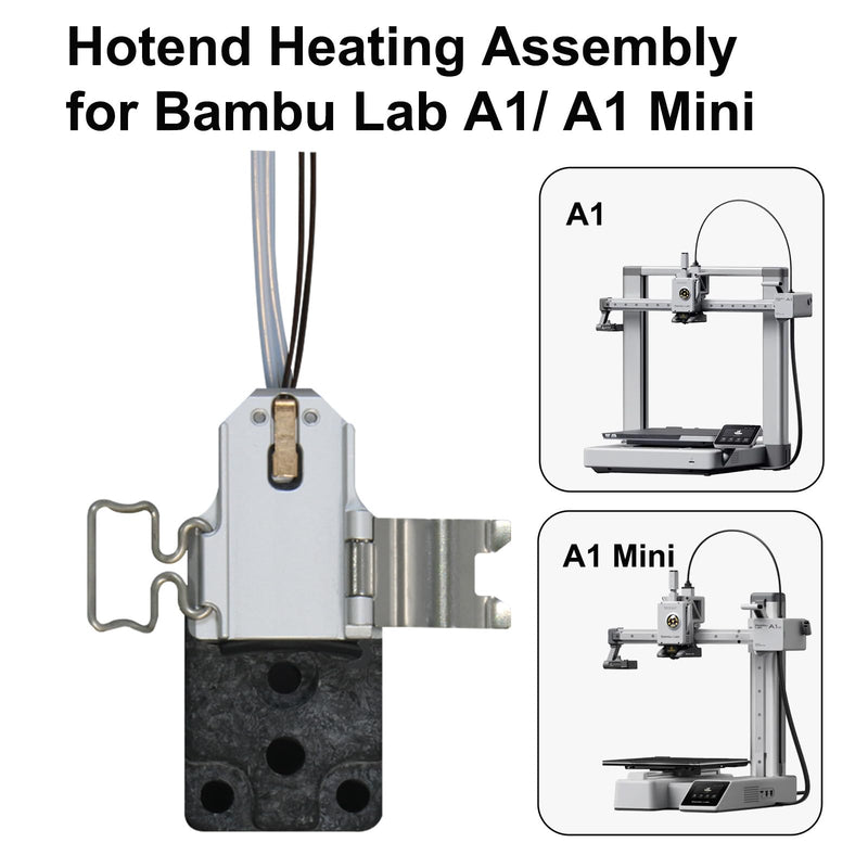 Original Hotend Heating Assembly kit for Bambu Lab A1/A1Mini 3D Printer Accessories,A1 Series Hotend Heating Component Mounting Accessories with Thermistor, Ceramic Heater, Base,Clip,Quick-Change Kit Original A1/A1mini Hotend Heating Assembly