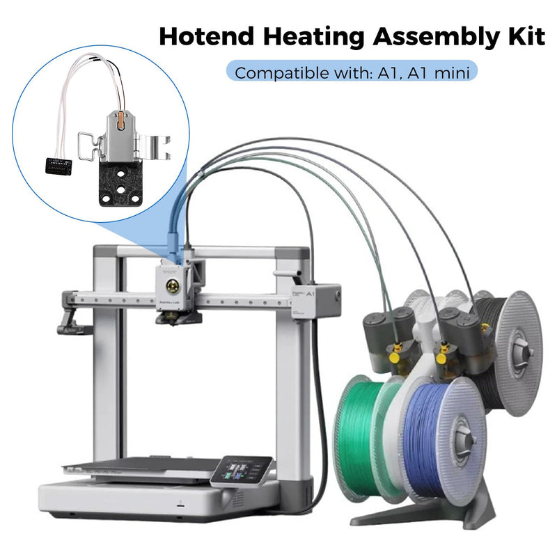 ENOMAKER Bamboo Lab Hotend Heating Assembly Kit for A1,A1 Mini Series 3D Printer, with Thermistor&Heater,300℃ Quick Swap Clamping Component,Secure Heat Block&Heating Base Parts,Mounting Clip Accessory