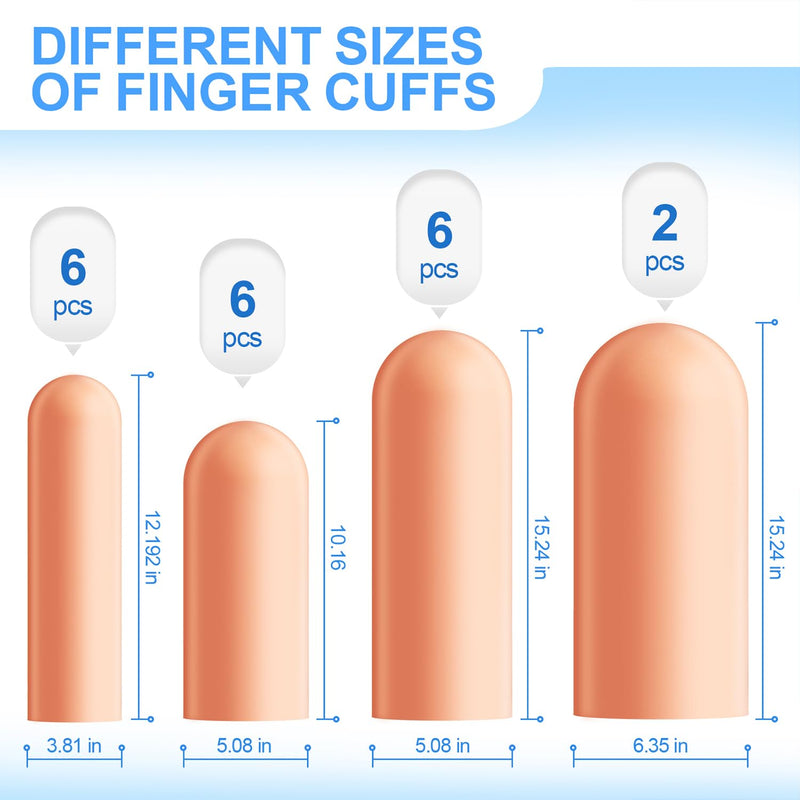 [Australia - AusPower] - 20 Pcs Gel Finger Protectors, Finger Caps Silicone Fingertips Protection, Reusable Soft High Elastic Fingertip Bandages for Relief Finger Arthritis, Cracked Fingers, and Other Finger Pain(Multi-Size) 