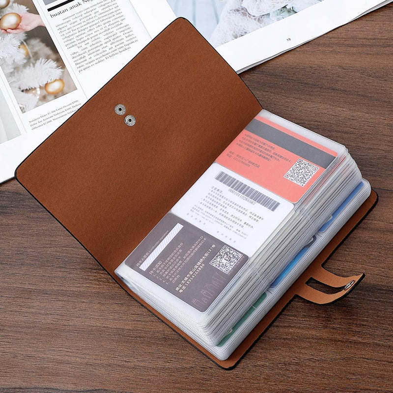 RFID Credit Card Holder, Leather Business Card Organizer with 96 Card Slots, Credit Card Protector for Managing Your Different Cards and Important Documents to Prevent Loss or Damage (Black) Black