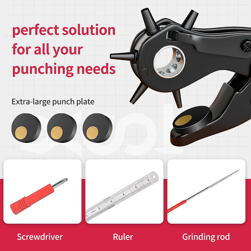Leather Hole Punch,Belt Hole Puncher for Leather, Revolving Punch Plier Kit,Leather Punch Plier for Leather, Belts, Watches, Handbags, Leather Punch Tool for Belts Diameter : 4.5/4 /3.5/3/2.5/2mm. 17oz