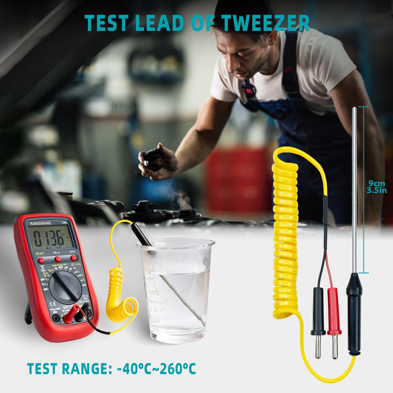 [Australia - AusPower] - Multimeter Test Leads Set with Alligator Clips, Tweezer Lead, Temperature Probe, CAT III 1000V/20A for FLUKE/AstroAI/KAIWEETS/INNOVA Multimeter 