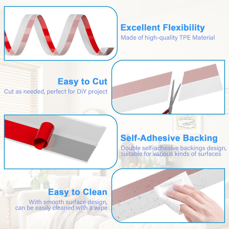 10FT Weather Stripping Door Seal - 2" Silicone Door Draft Seal Tape for Gaps Under Door Weatherstripping Sweep Stopper for Bottom of Shower Door/Sliding Glass Door 10FT (2" W x 0.04 "T) Clear